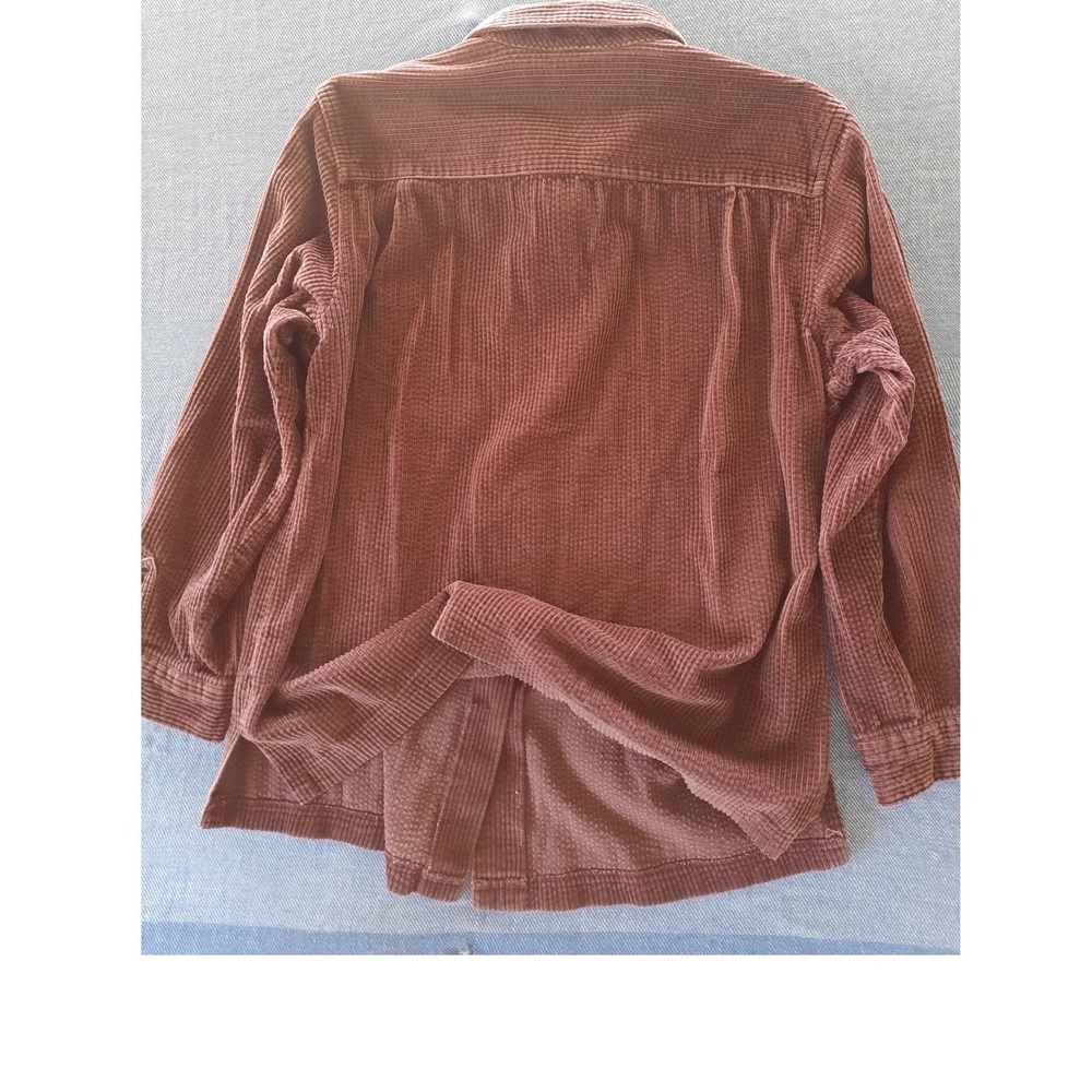 LL Bean Womens Medium Corduroy Pocket Button Down Shirt Plum Purple Cotton - Picture 8 of 9